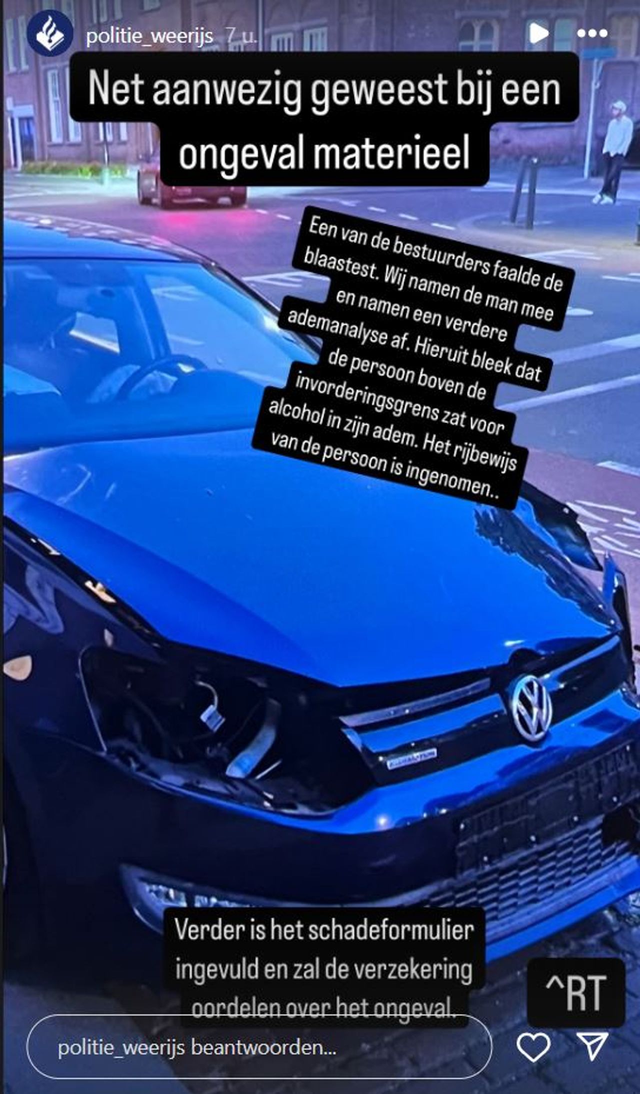 Foto: Instagram politie Weerijs.