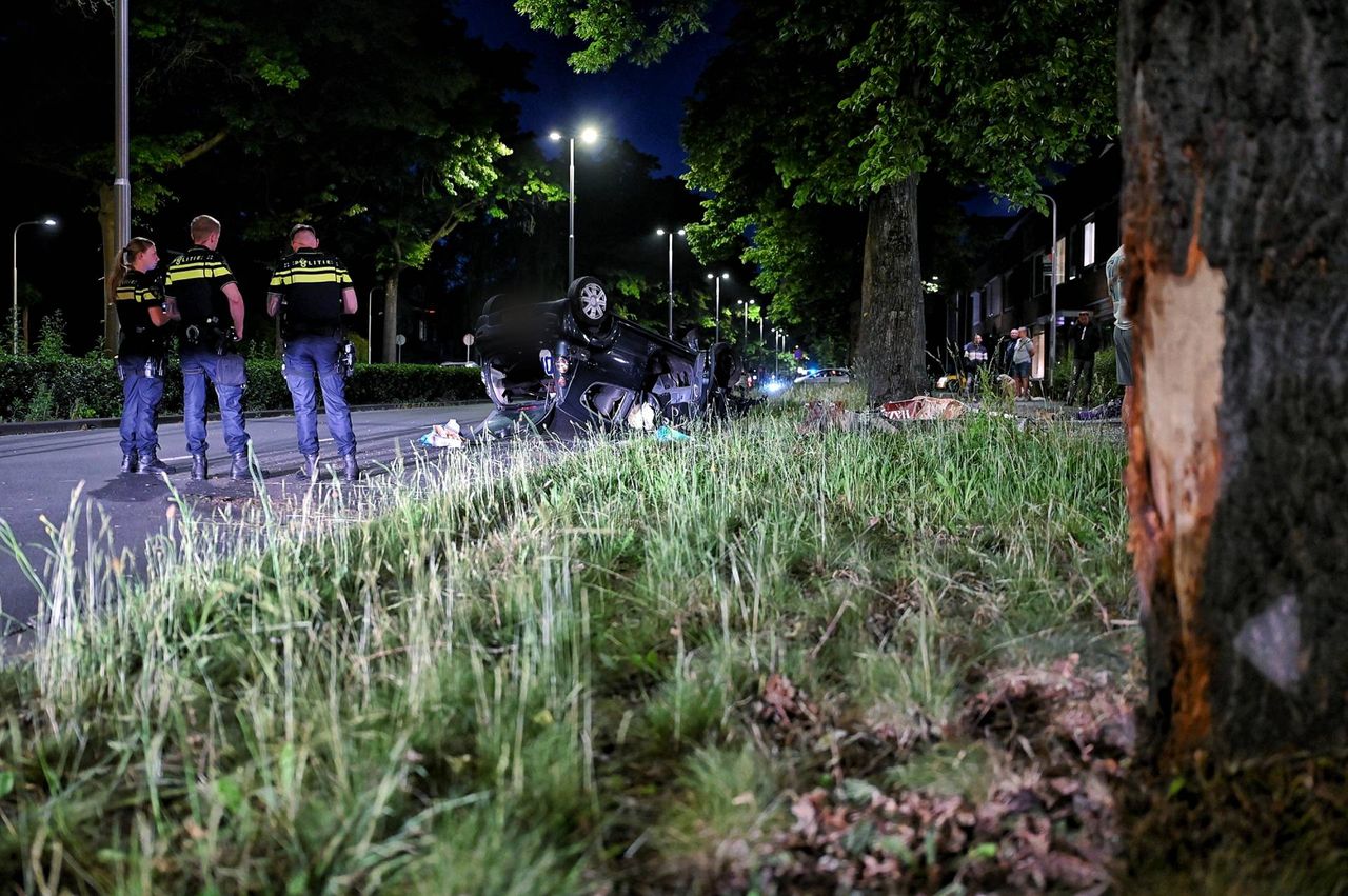 De boom raakte ook beschadigd (foto: Toby de Kort / Persbureau Heitink).