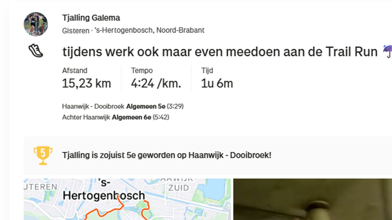 Ook de nummer vier niet (foto: Strava).