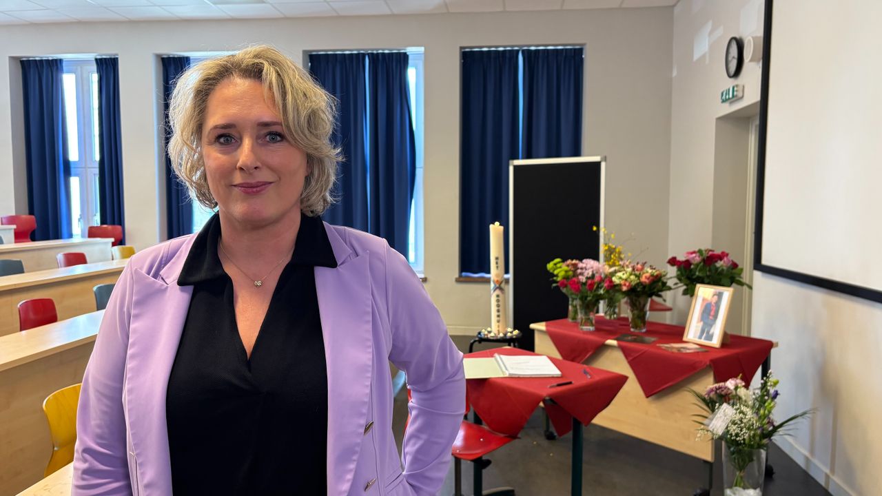 Rector Sandra Saris is aangeslagen door het nieuws (foto: Omroep Brabant).