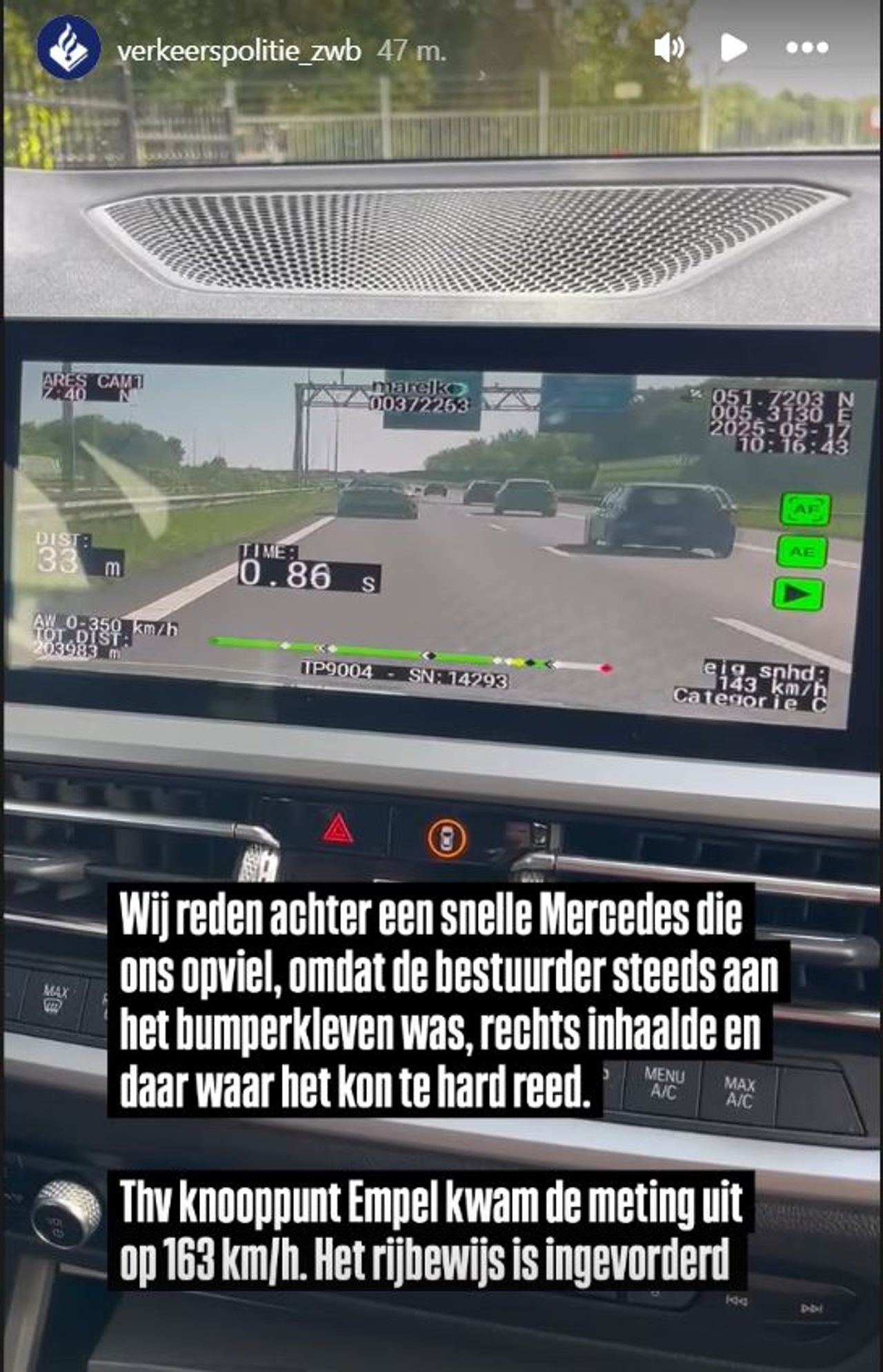 Foto: Instagram verkeerspolitie Zeeland-West-Brabant.