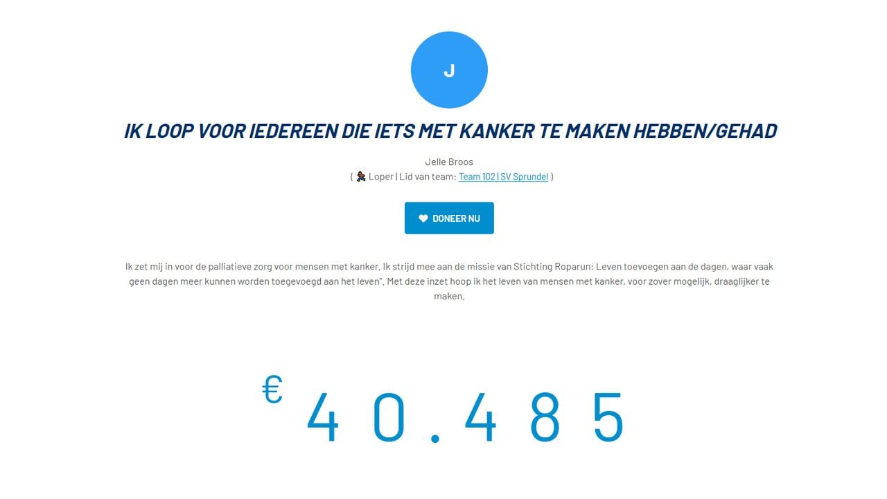 Een mooi bedrag is opgehaald door Jelle (foto: Roparun).