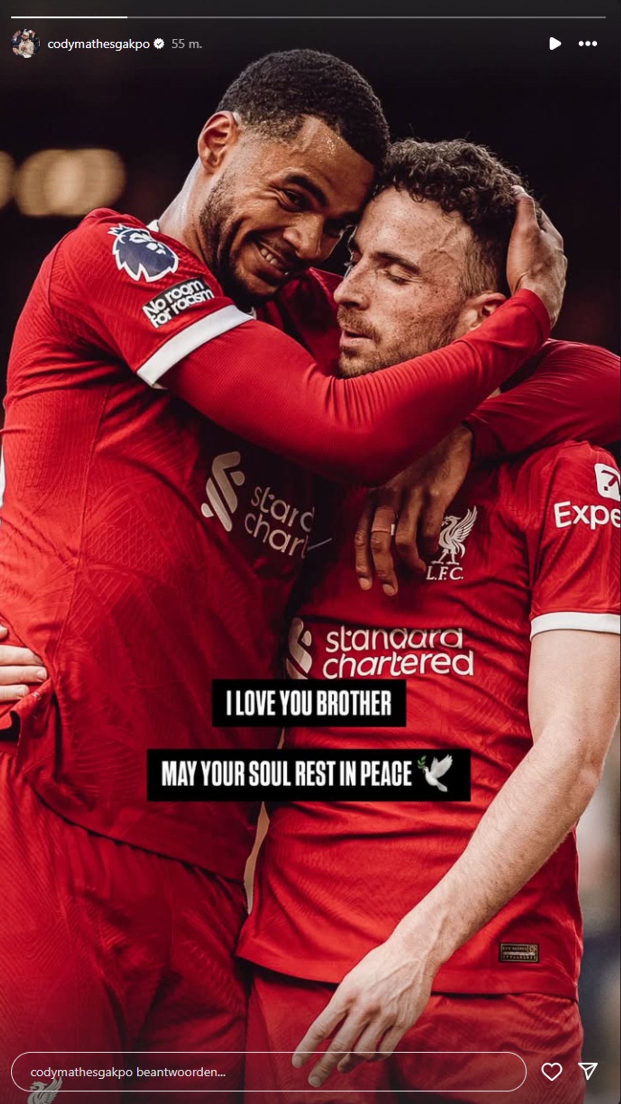 De Instagramstory van Gakpo (Foto: Instagram/ Cody Gakpo.)