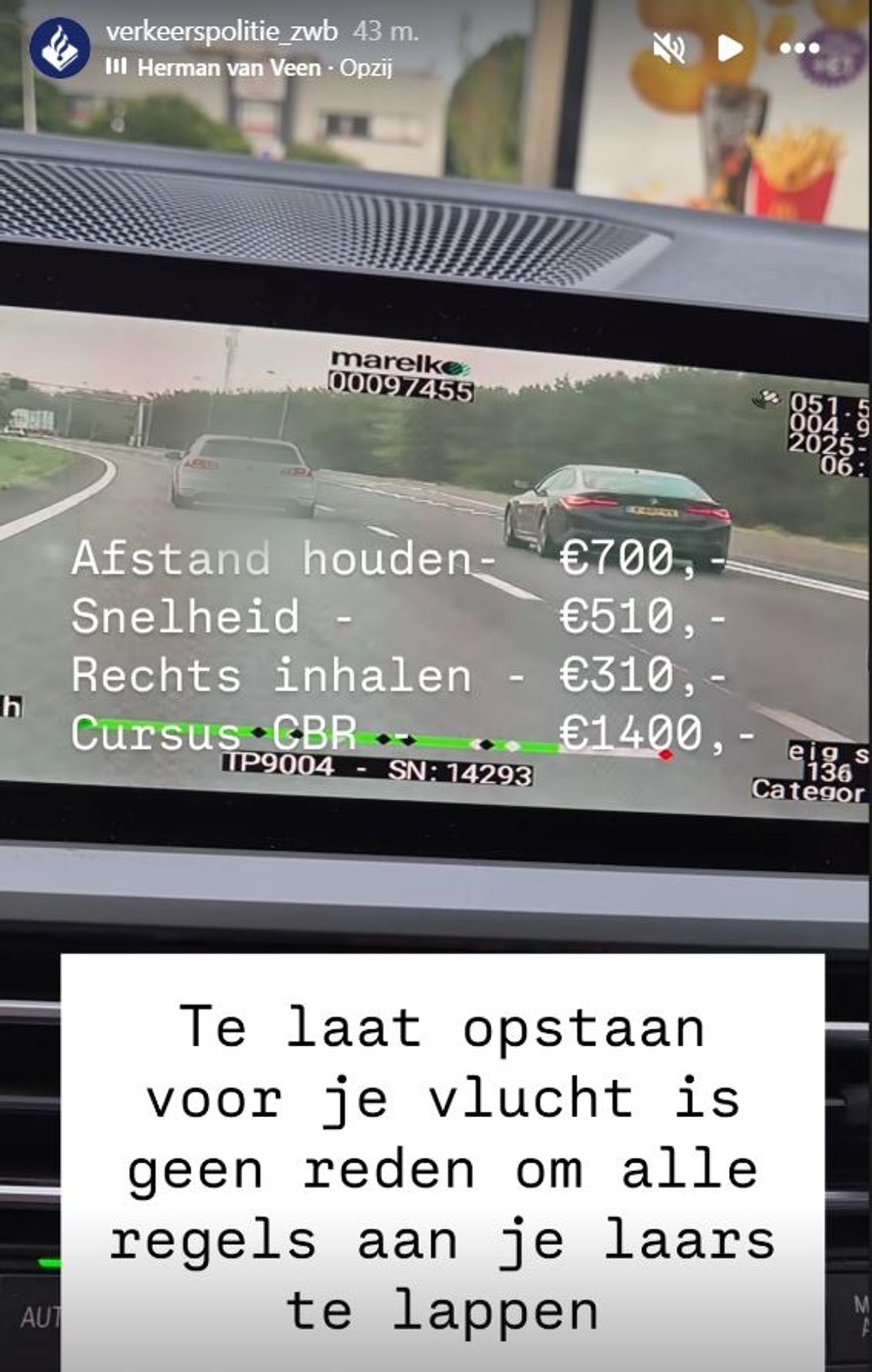 Foto: Instagram verkeerspolitie Zeeland-West-Brabant.