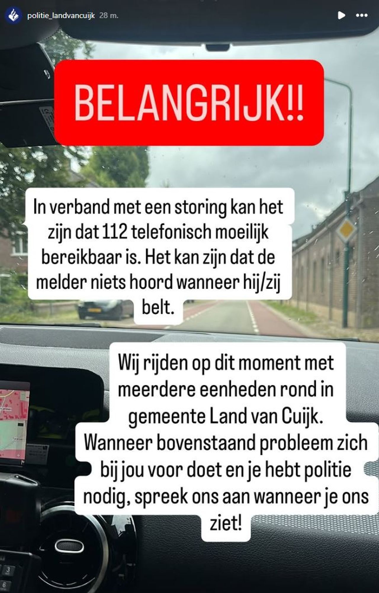 De politie in Land van Cuijk rijdt rond (foto: politie_landvancuijk/Instagram).