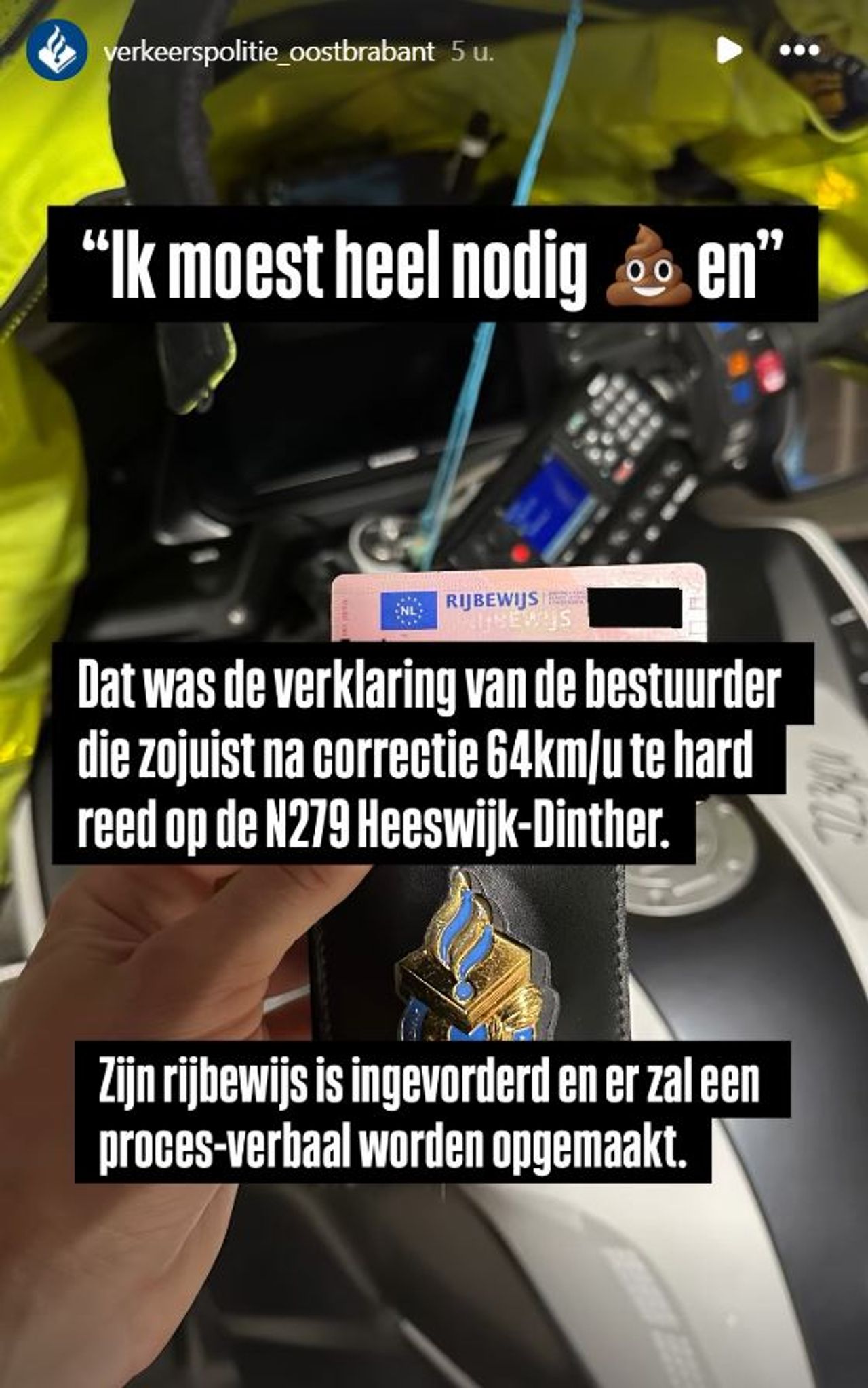 Foto: Instagram verkeerspolitie Oost-Brabant.