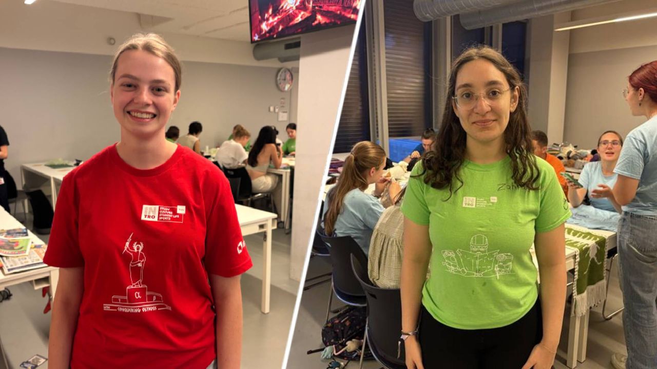 Jeske (links) en Zara verkozen woensdagavond de breinaalden boven het bier (foto: Omroep Brabant). 