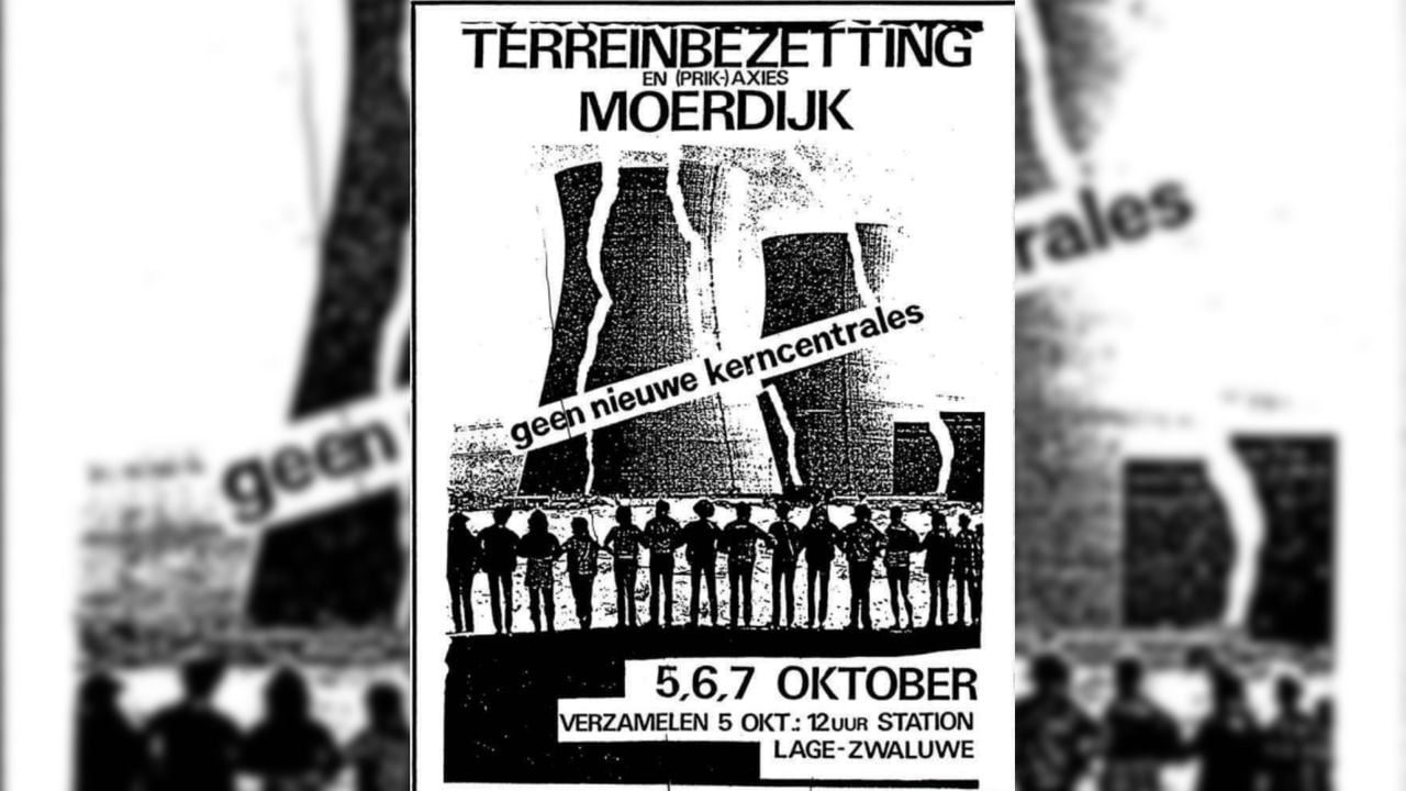 Poster van de actie tegen de komst van kerncentrales in Moerdijk.