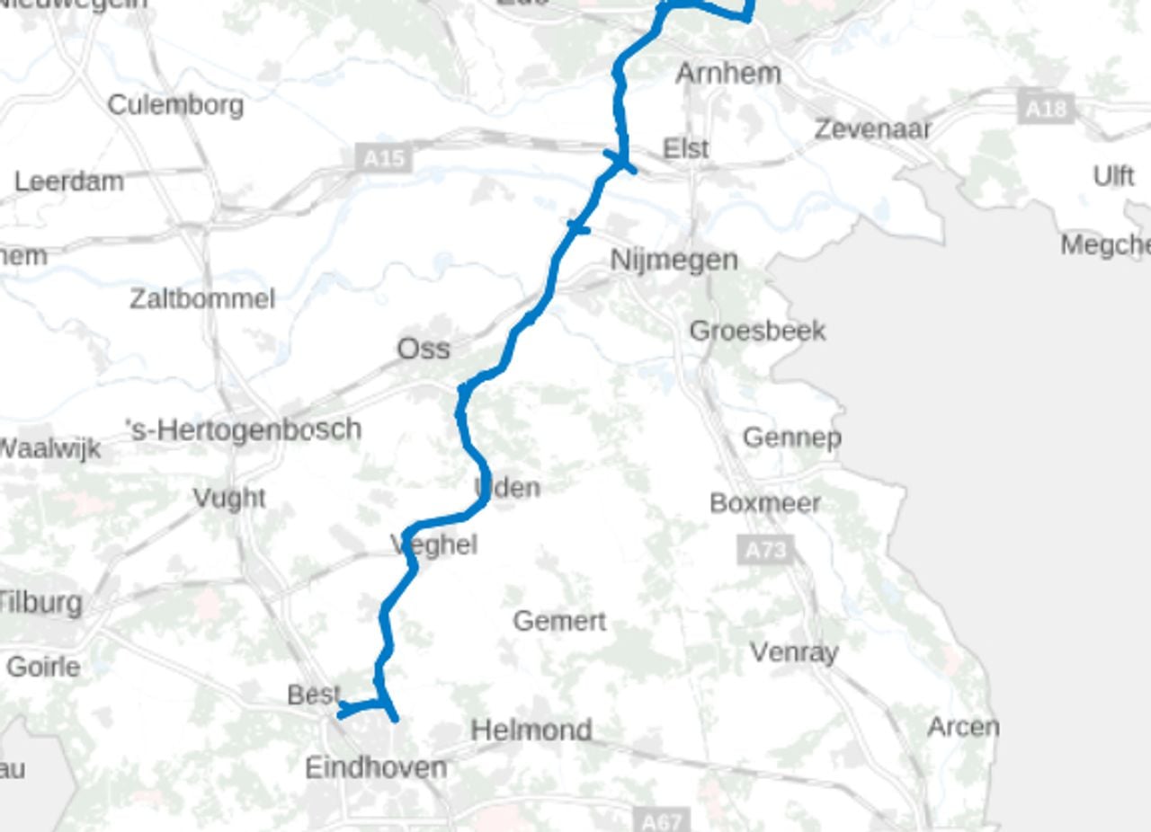 De afsluiting van de A50 (afbeelding: Rijkswaterstaat).