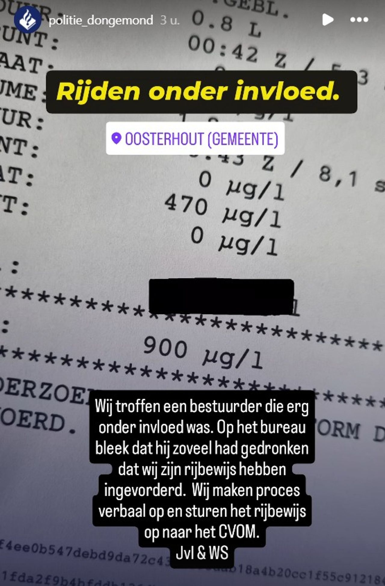 Foto: Instagram politie Dongemond.