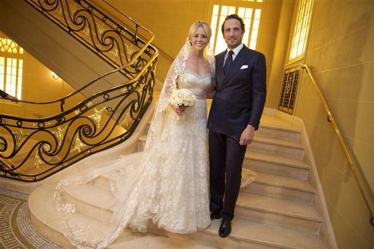 Chantal Janzen trouwde ook in een ontwerp van de Bossche ontwerper (foto: ANP).