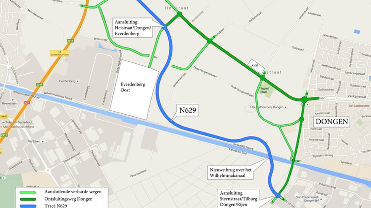 De nieuwe verbindingsweg tussen Dongen en Oosterhout
