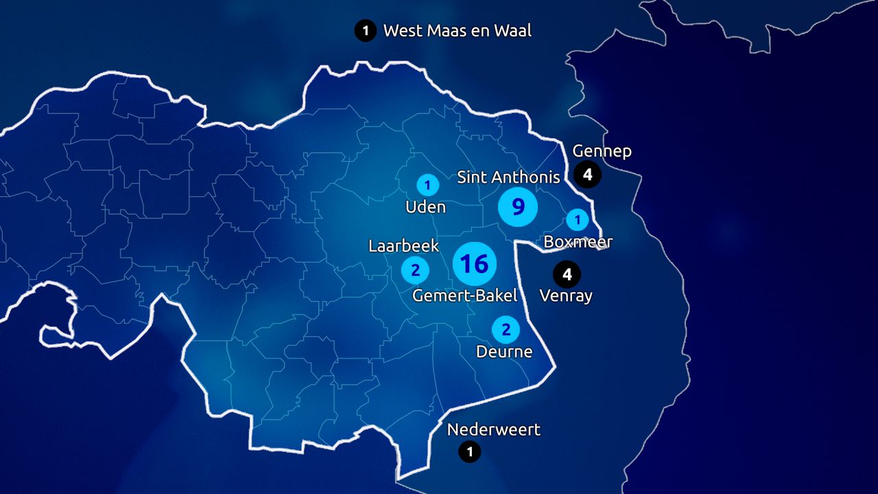 De gemeenten in ons land waar nertsenbedrijven zijn besmet.