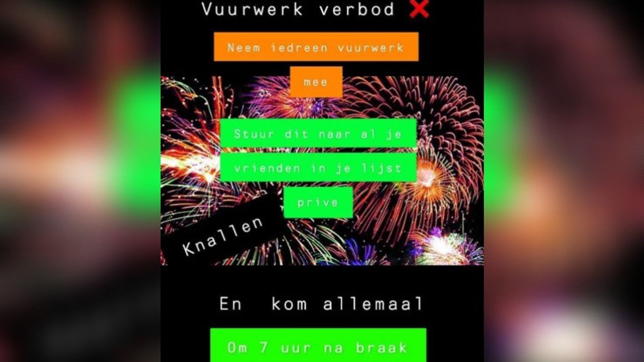 Via sociale media wordt opgeroepen om vuurwerk af te steken in de wijk (foto via WhastApp)