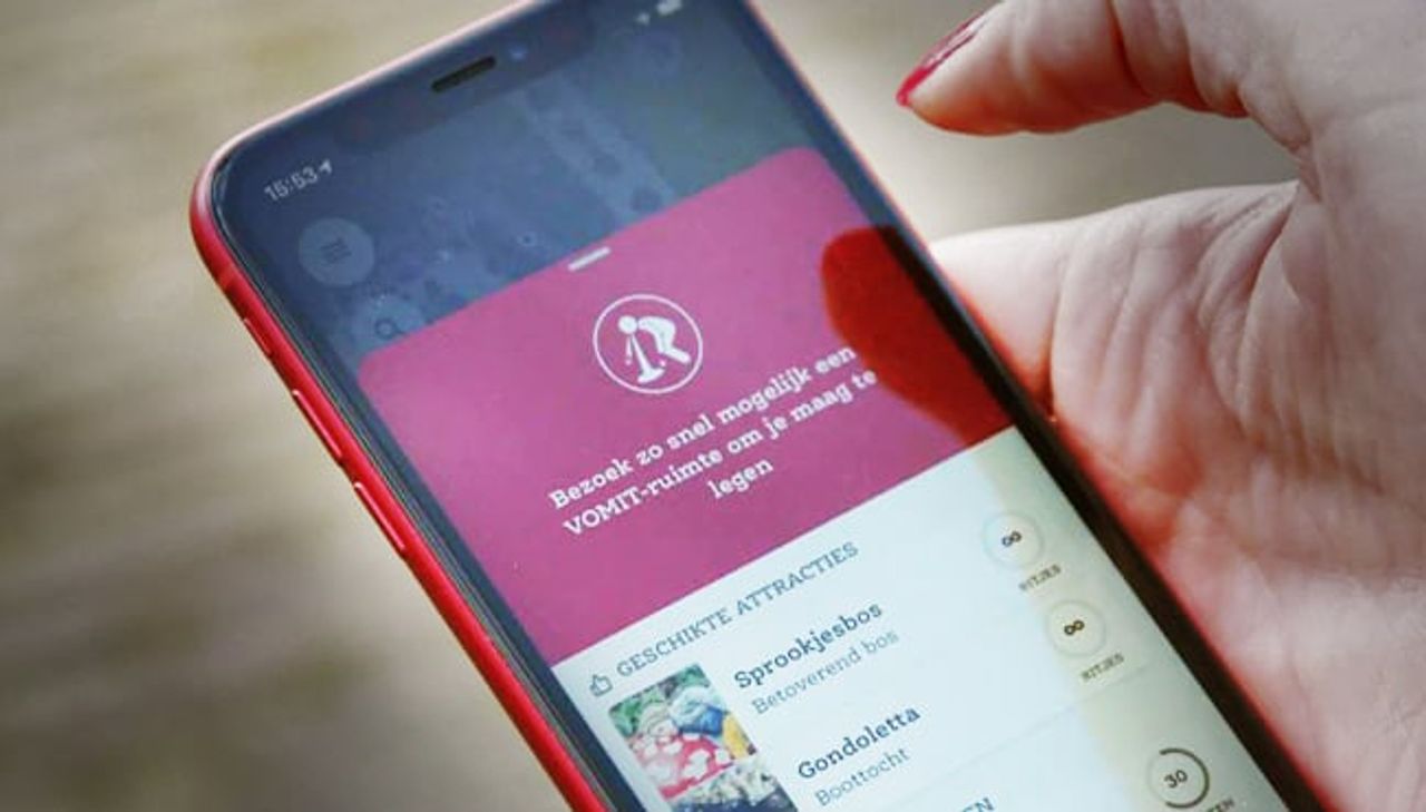 In een app krijg je een melding als je je maag moet legen (foto: Efteling).