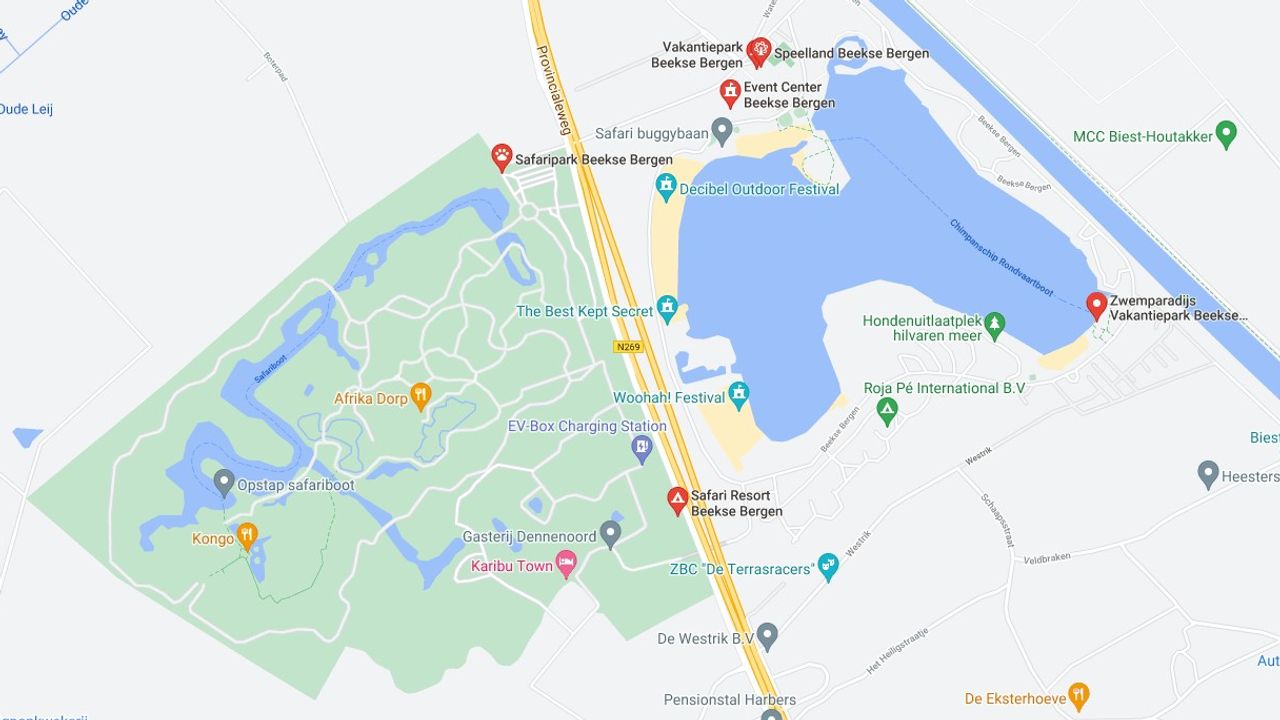 De brand woedde aan de zuidoostkant in het gebouw met het zwemparadijs. (Afbeelding: Google Maps)