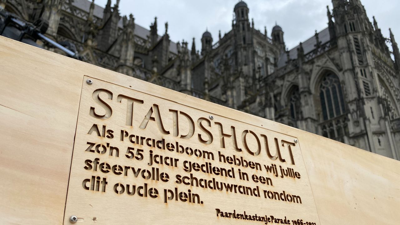 Tekst op de nieuwe bank bij de Sint Jan (foto: Jan Peels)