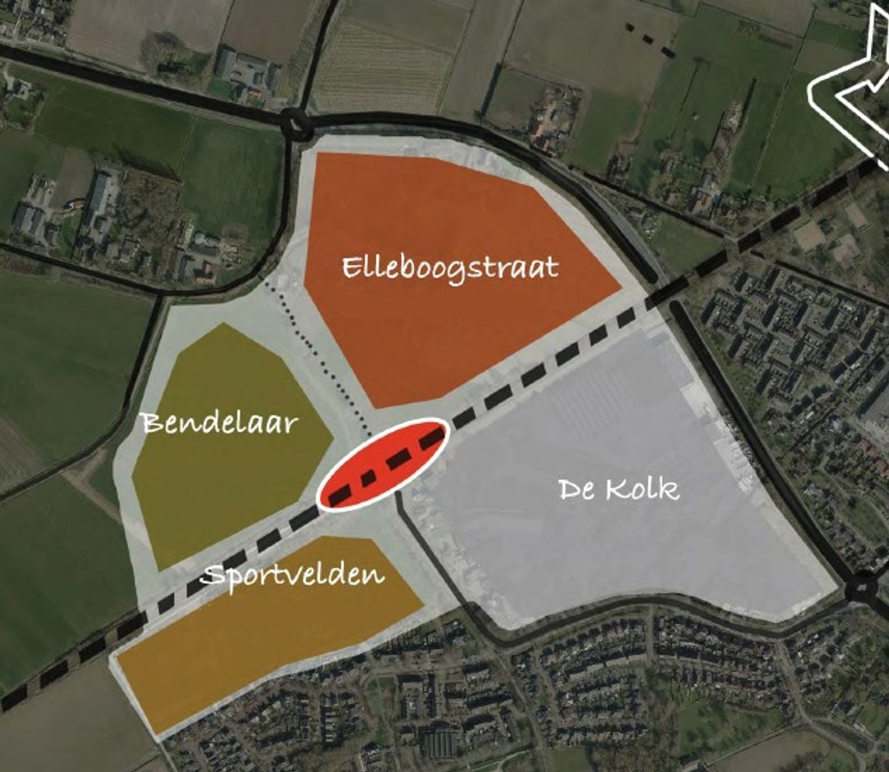 Op vier plekken rond het station komen nieuwe huizen.