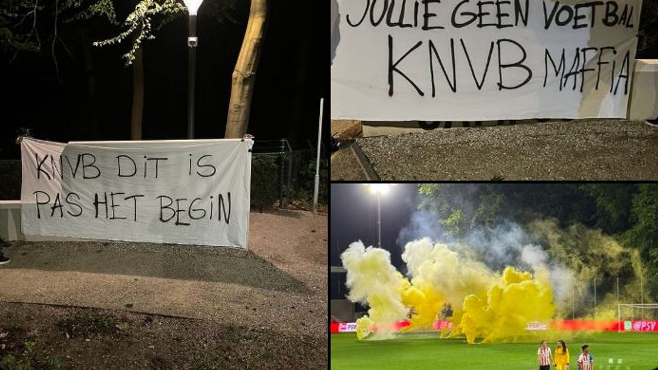 Verstoringen bij de wedstrijd tussen Jong PSV en Jong AZFoto's: ESPN.