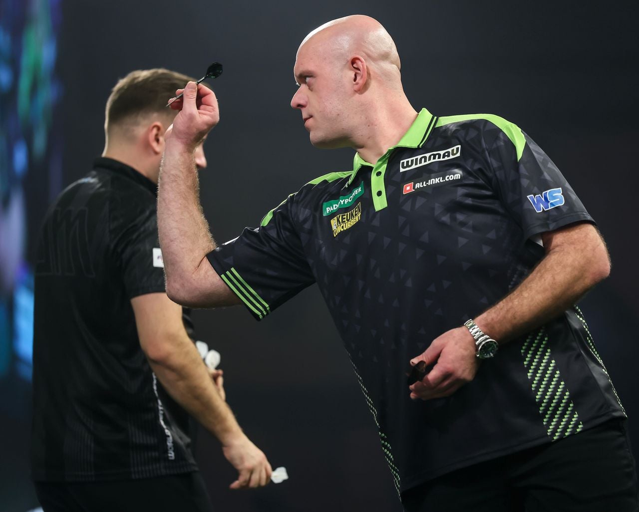Michael van Gerwen was een maatje te groot voor Arno Merk op het WK darts (foto: PDC).