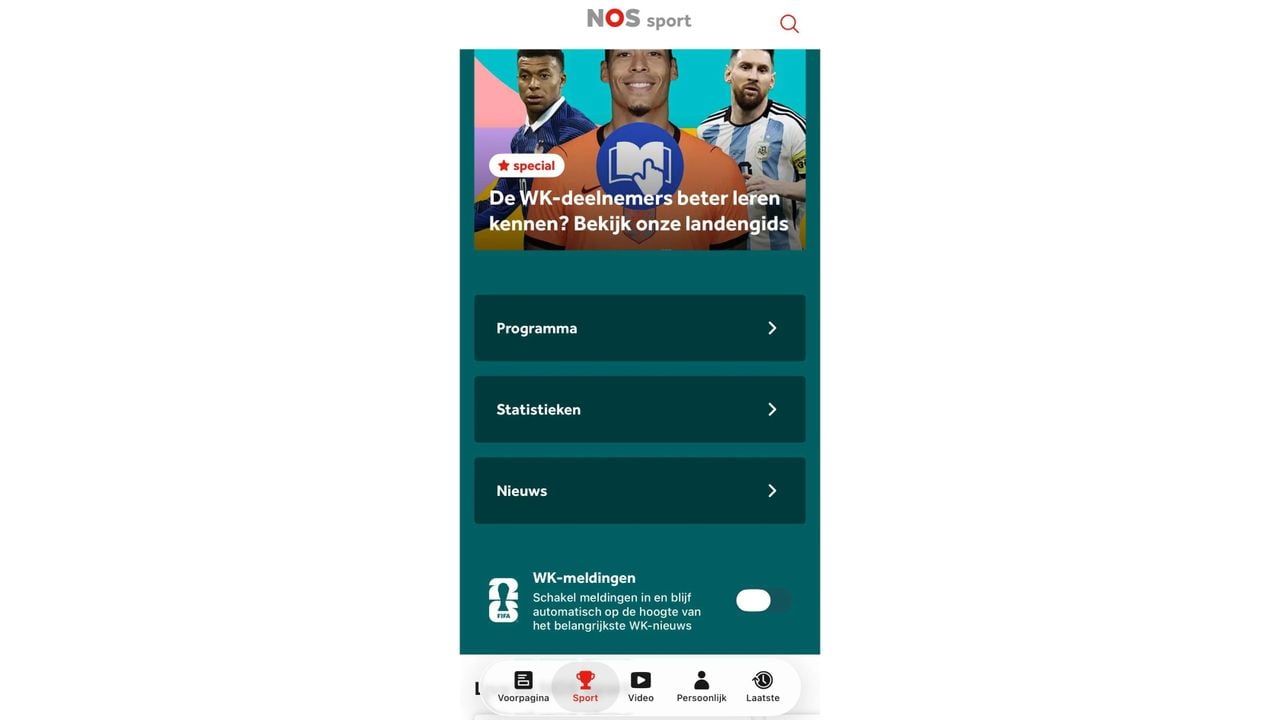 Kijk in de NOS-app voor de WK-push  -  NOS