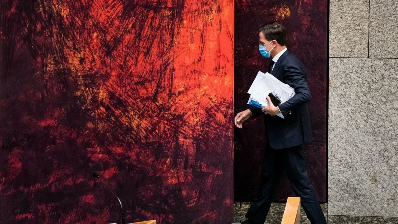 Voormalig premier Rutte na een debat over corona in de Tweede Kamer (oktober 2020)  -  ANP