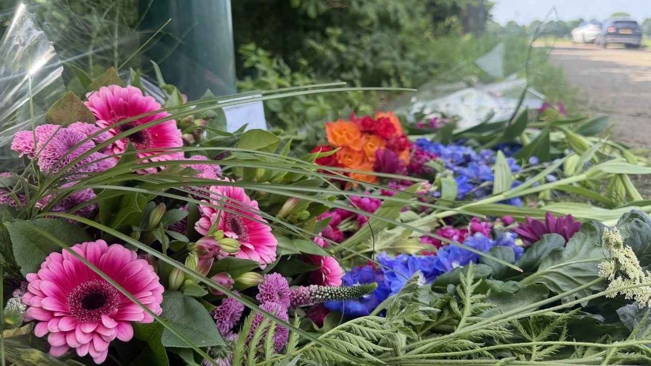 Bloemen op de plek waar de man werd gevonden  -  NOS
