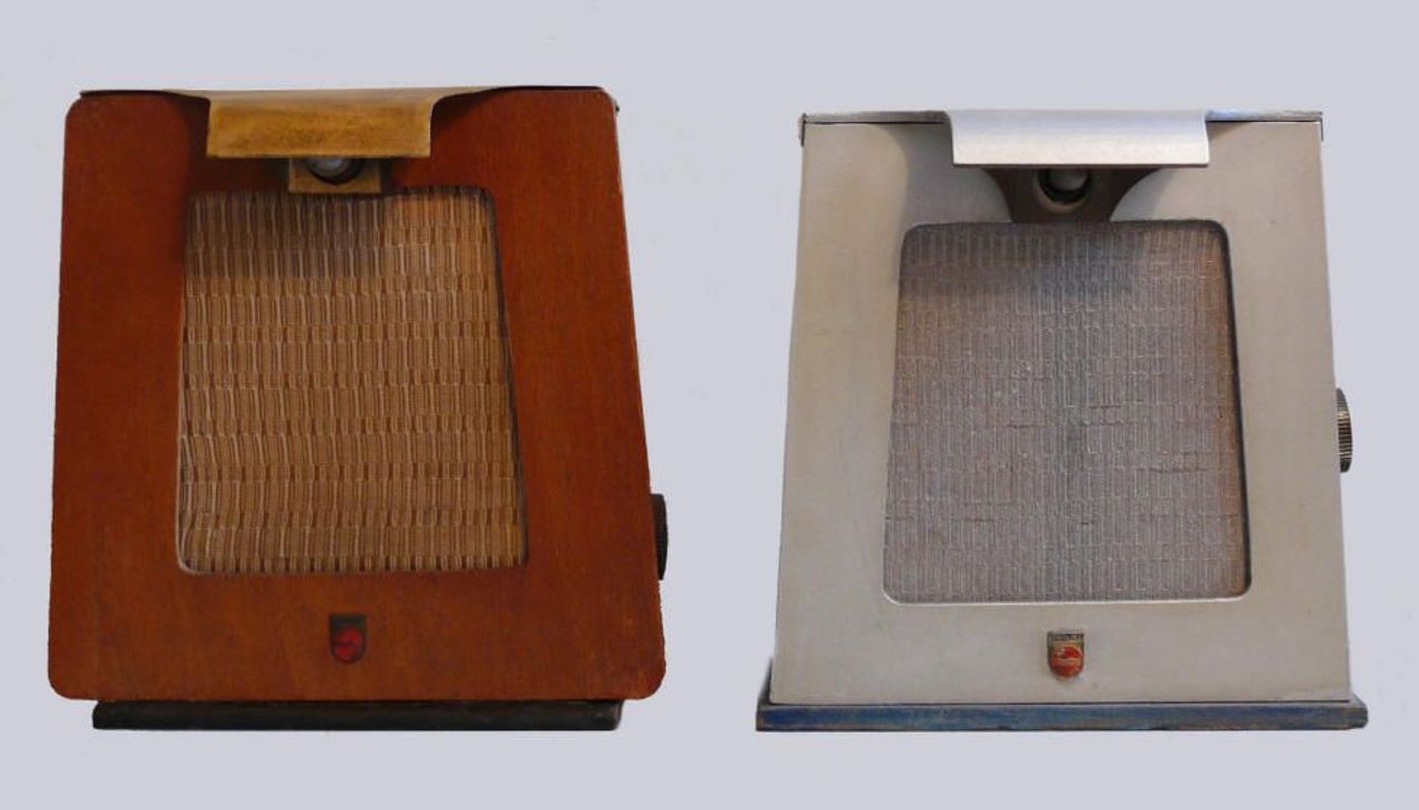 "Luistervinken' van Philips die alleen Radio Herrijzend Nederland konden ontvangen (foto: boek uit het boek/ Peter de Ruiter)
