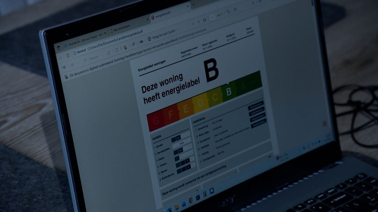 Een uittreksel van het energielabel van een huis (foto: Omroep Brabant.)