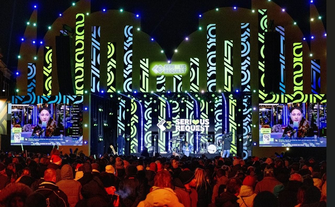 Finale van 3FM Serious Request op de Markt in Den Bosch (foto: ANP).