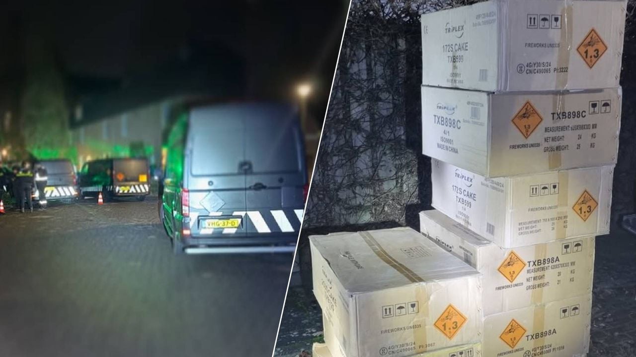 Dozen met vuurwerk zijn afgevoerd in speciale bestelbusjes (Foto: Instagram / politie_boxtelvughtgestel.)