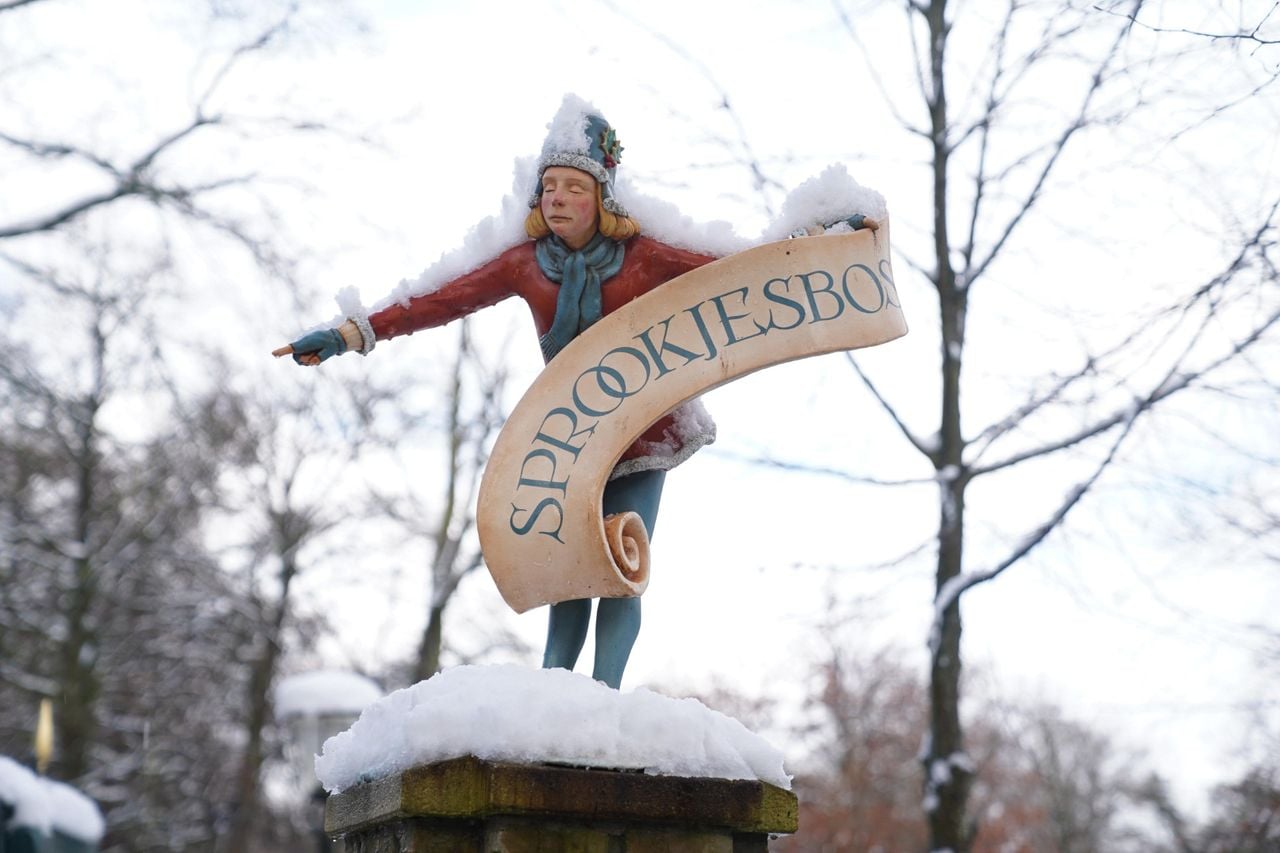 Een witte laag sneeuw in het Sprookjesbos van de Efteling (foto: Bart Meesters/Persbureau Heitink).