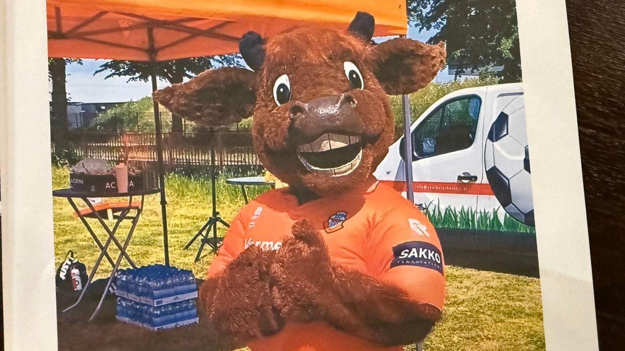 Het oude pak van RBC-mascotte Boy Buffel was versleten (foto: Sylvia van Hassel)