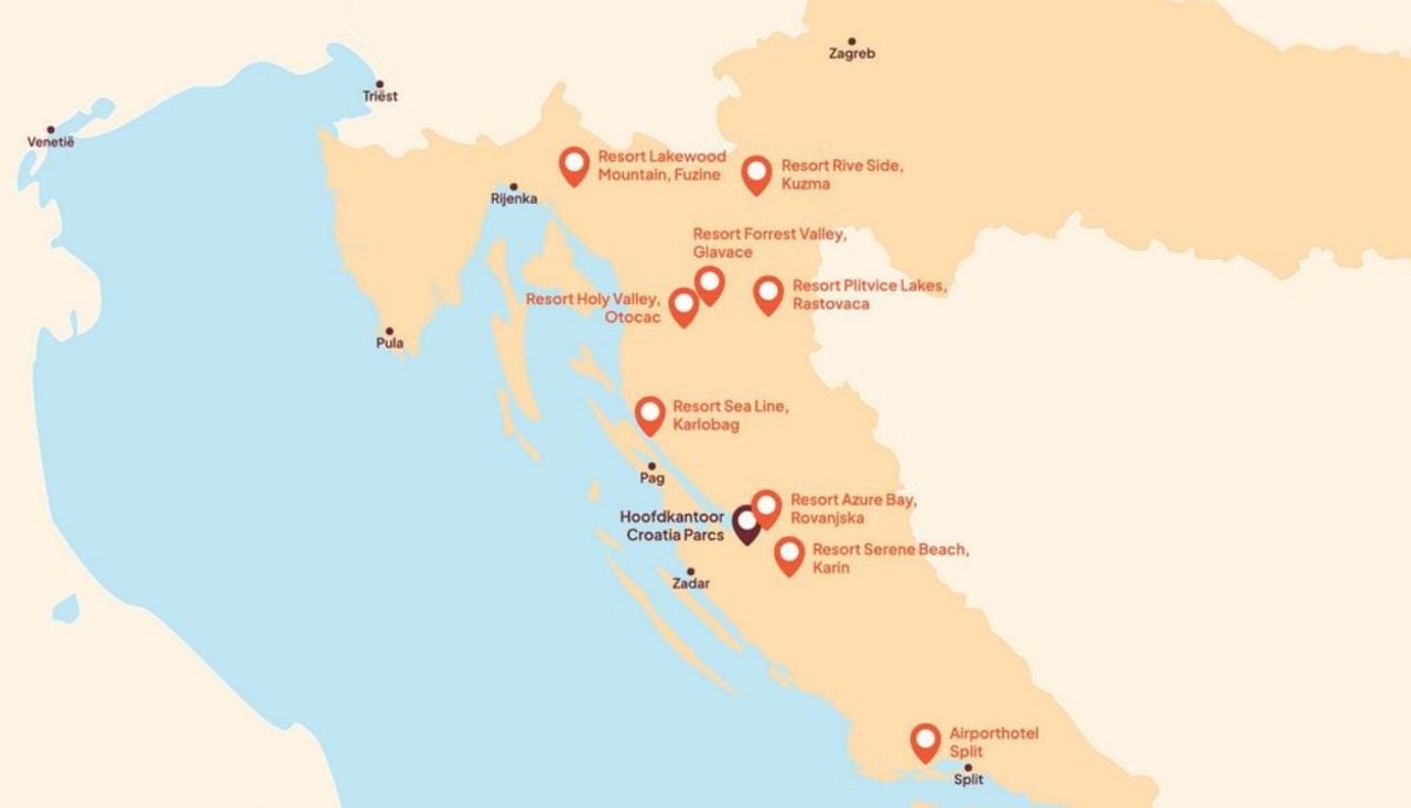 De geplande parken in Kroatië.