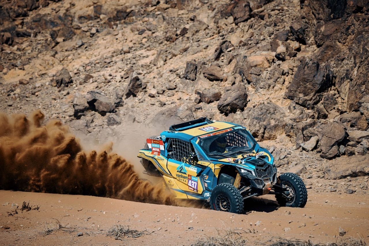 Martijn van den Broek in zijn buggy.