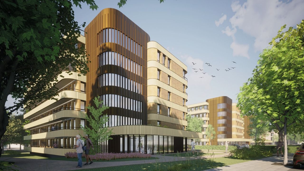 Zo moeten de appartementencomplexen met nieuwe woonlaag worden. 