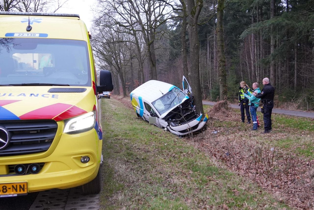 Man raakt onwel en botst op boom in Elsendorp (foto: Harrie Grijseels / Persbureau Heitink). 