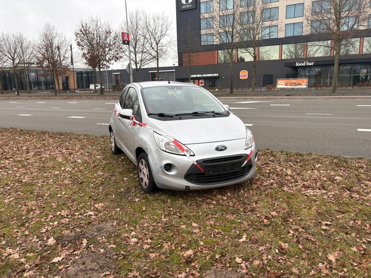 De auto staat vlak langs de weg (foto: Raymond Merkx).