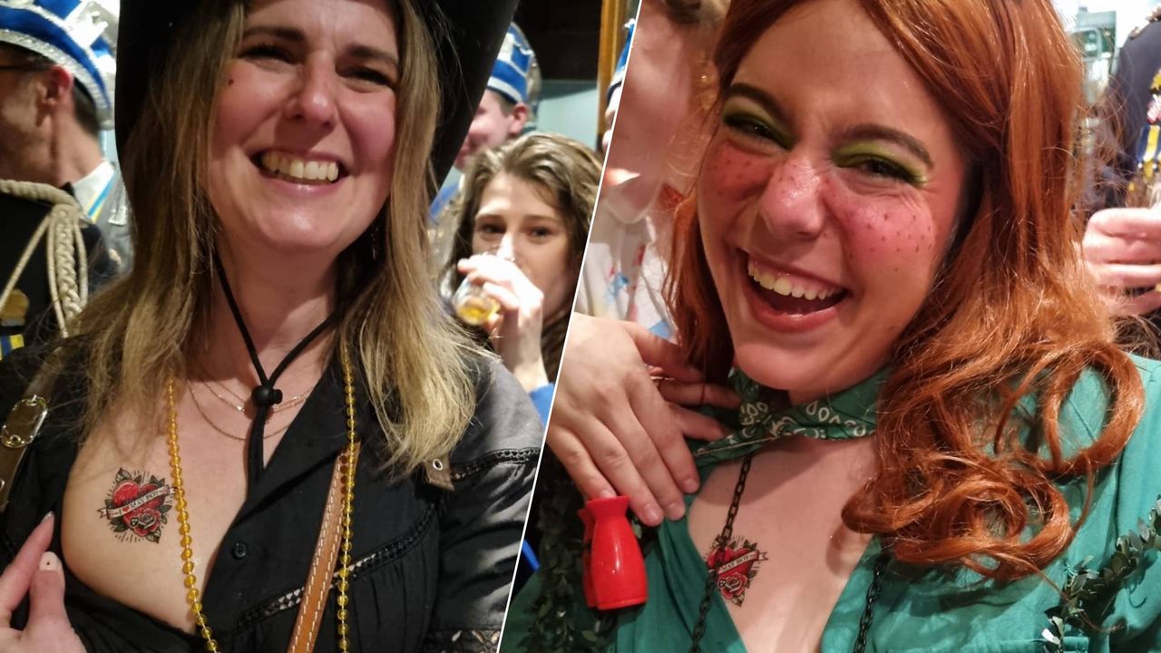 De eerste tattoos zijn al geplakt (foto's: Anton Jansen van C.S. De Mayenèrs).