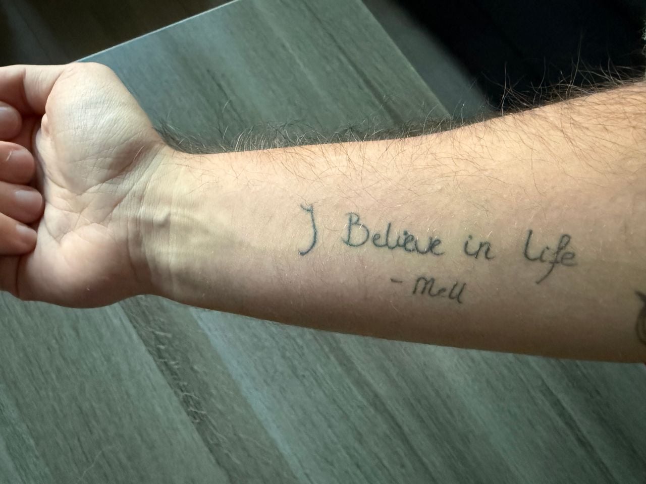 De tattoo, geschreven door Mell (Privéfoto).