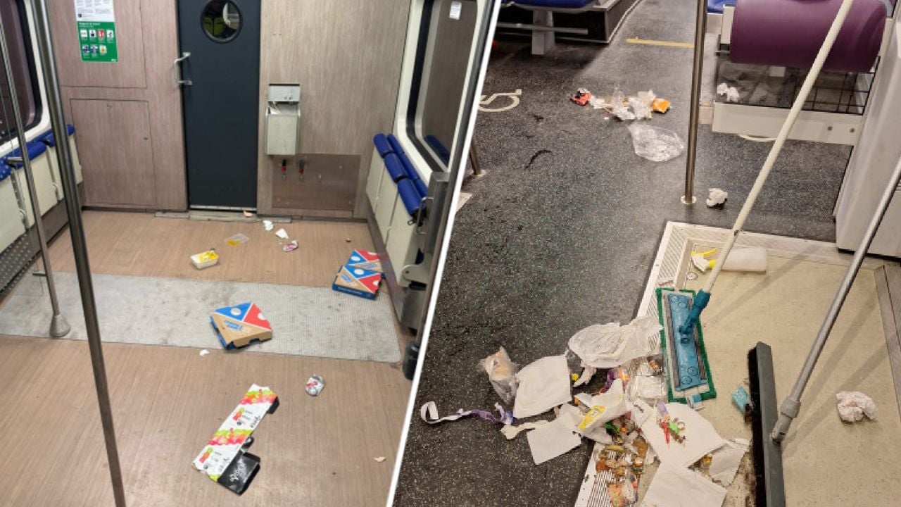 Troep in NS-treinen (foto's: NS).