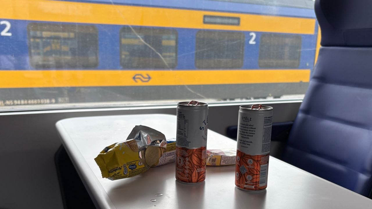 Rotzooi die zo wordt achtergelaten in de trein (foto: Rogier van Son). 