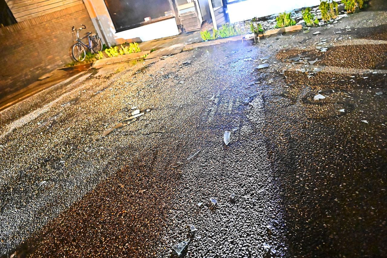 Tekst op de grond gespoten (foto: Rico Vogels / Persbureau Heitink).