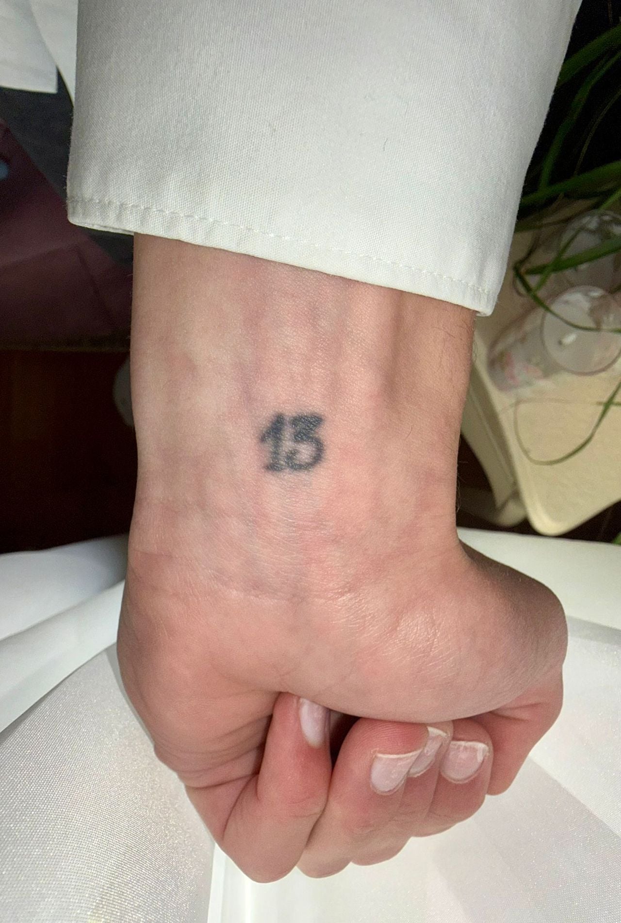 De '13' op Peelé's pols viel iets groter uit dan van tevoren gedacht (Privéfoto).