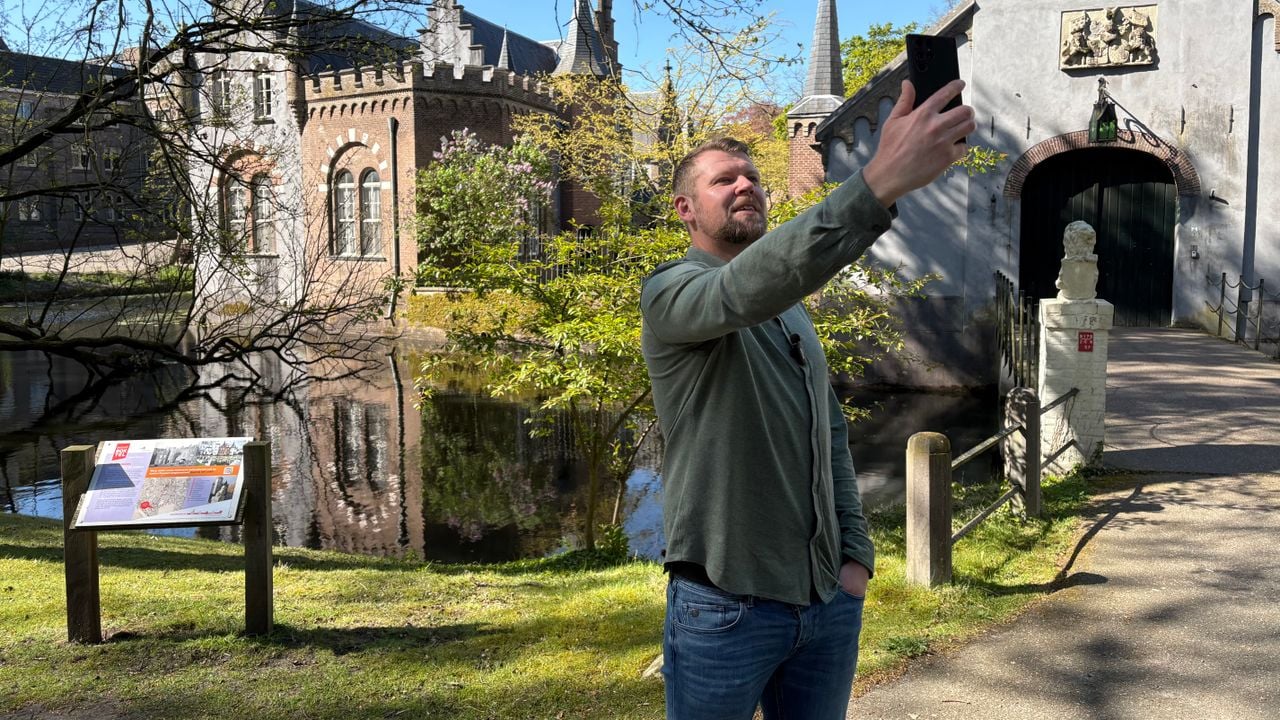 Piotr aan het werk bij kasteel Stapelen.