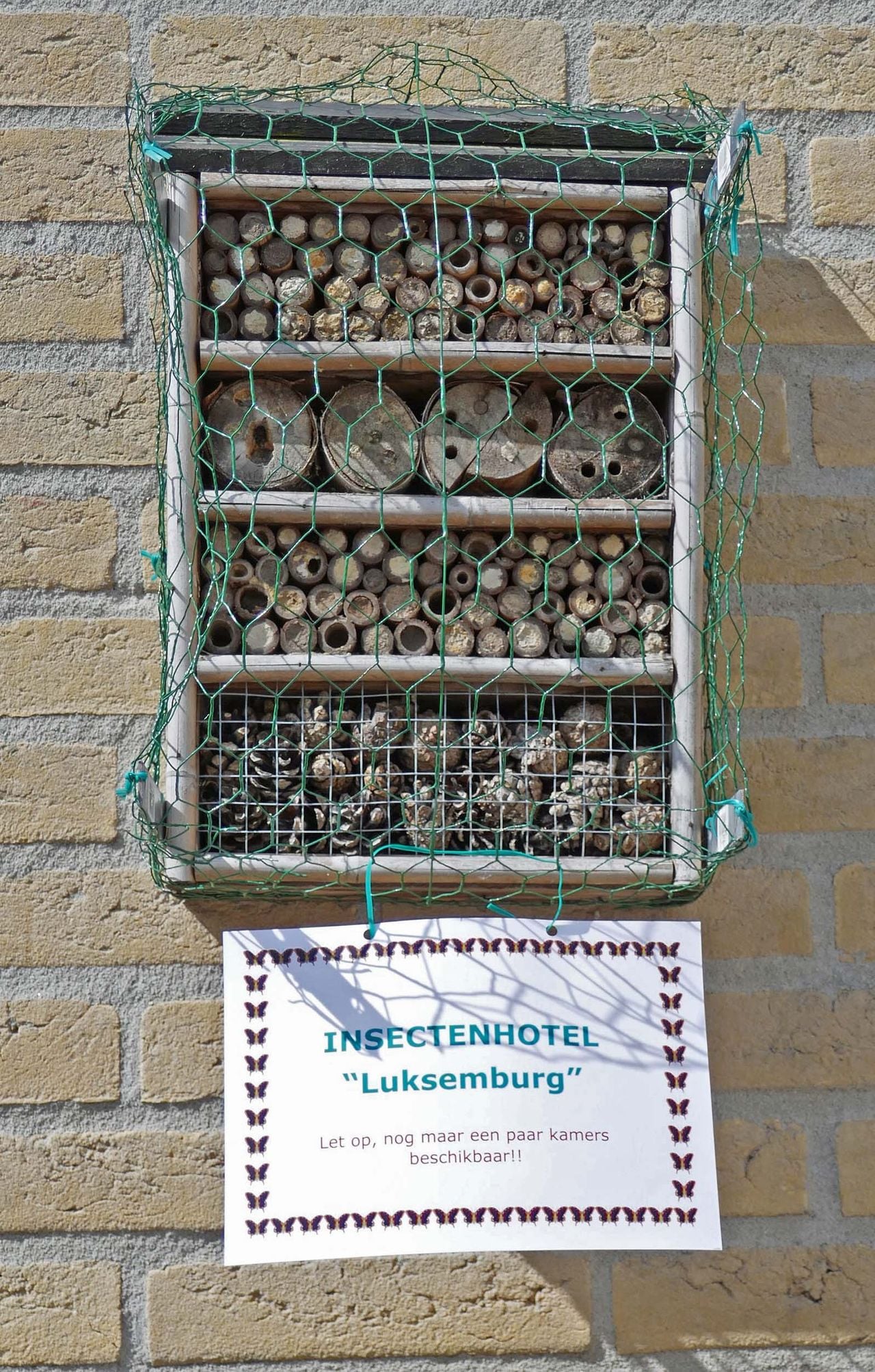 Een insectenhotel met bescherming (foto: Piet Luksemburg).