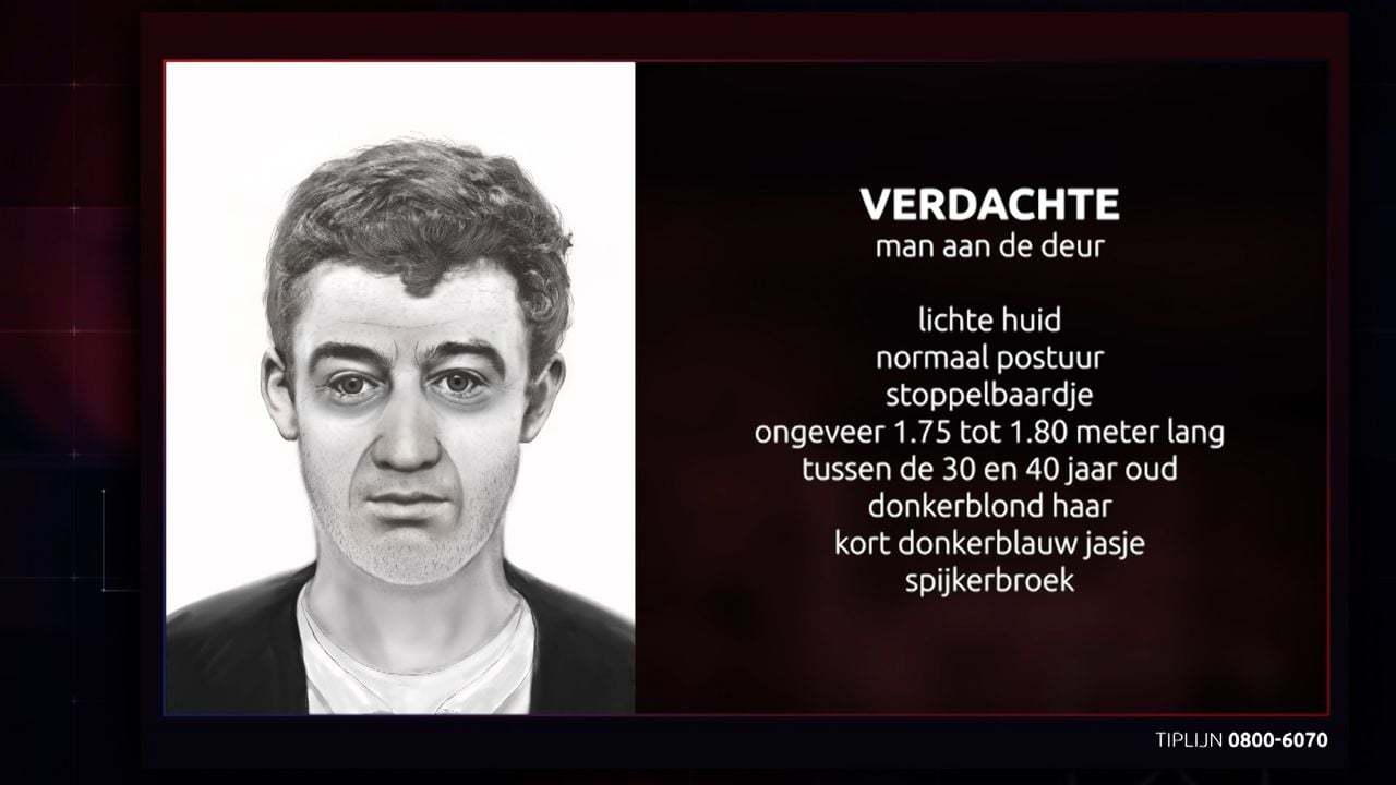 De politie deelt ook een compositietekening van de gewapende overvaller (beeld: Bureau Brabant).