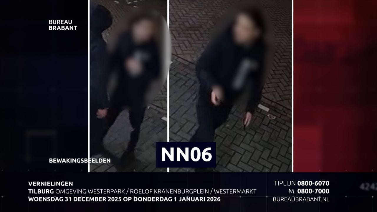 Een van de verdachten van de vernielingen tijdens de jaarwisseling in Tilburg (foto: Bureau Brabant)