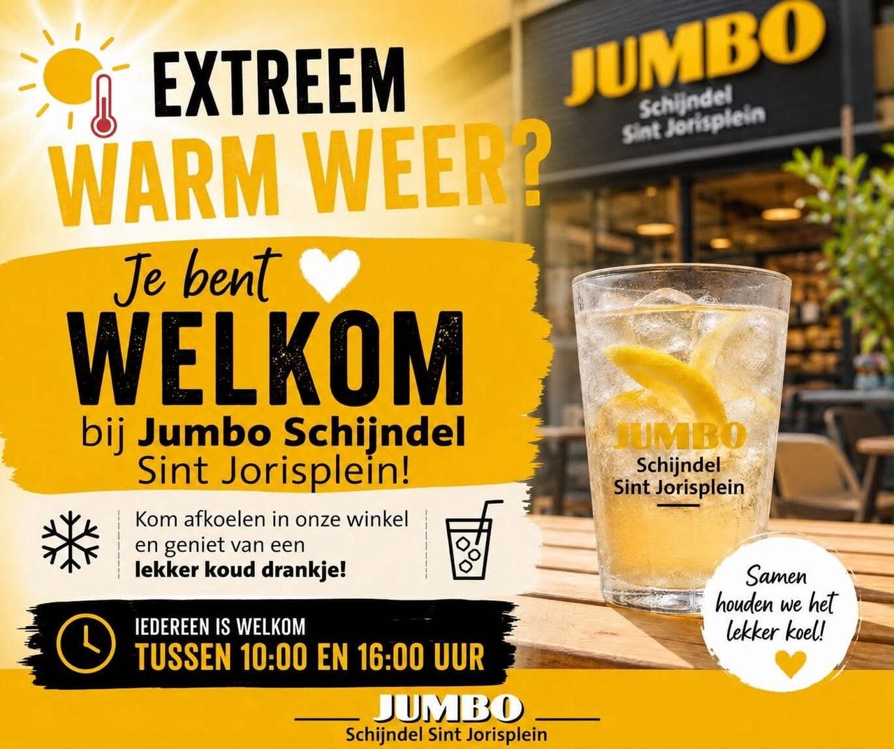 Afkoelen bij de Jumbo in Schijndel (foto: X)