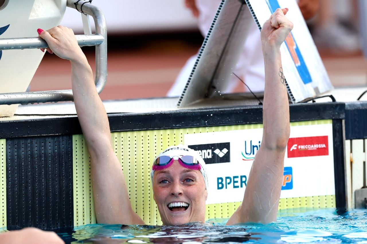 Marrit Steenbergen met een wereldrecord (foto: Simone Castrovillari).